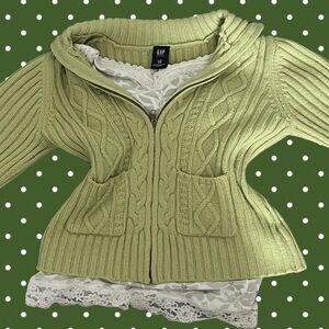 GAP Light Green Cable Knit Cardigan